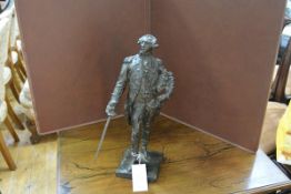 After Aime-Jules Dalou (French, 1838-1902), "Lafayette", a patinated bronze, signed, inscribed