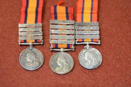 Three Victorian Boer War miniature dress medals, each with various bars