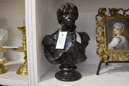 A spelter bust of Horatio, Lord Nelson, signed "Fredericks" verso, named on the socle. 30cm