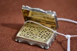 An early Victorian silver vinaigrette, Nathaniel Mills, Birmingham 1849, of rectangular form, the