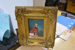 English School, Early 19th Century, Portrait of a Young Army Officer, watercolour, in a gilt-