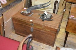 A camphor chest, of plain rectangular form, stamped "Erskine Belfast". 46cm by 87cm by 44cm