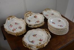 A porcelain dessert service, 2nd quarter of the 19th century, possibly Paris, each piece decorated