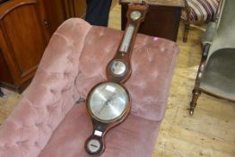 A 19th century Scottish string inlaid mahogany wheel barometer, signed Della Torre, Perth 97cm