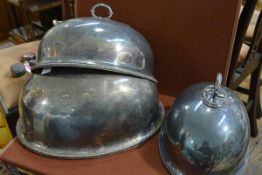 A set of three silver-plated graduated meat covers, in the Georgian taste, oval. Largest 23cm by