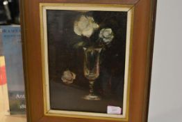 Margaret McGavin (Scottish, 1924-2004), Still Life of White Roses, signed lower left, oil on