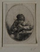 Attributed to Adriaen Van Ostade (Dutch 1610-1685), The Pipe Smoker, etching, the image within an