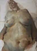 •Jenny Saville (b. 1970), Nude Study, painted in 1992, oil on paper, framed. 92cm by 65cm. NOTE TO