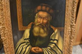 Eastern European School, Portrait of a Rabbi in a Shtreimel, oil on canvas, framed. 50cm by 40cm