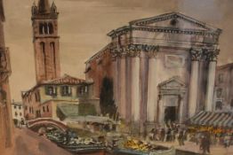 James Miller R.S.A., R.S.W., (Scottish 1893-1987), Market, Venice, signed and titled in the mount,