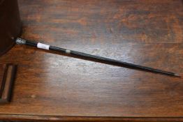 A late Victorian silver-mounted ebony conductor's baton, the mounts marked for John Henry