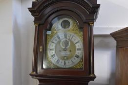 A good George III mahogany longcase clock, Daniel Tribe, Portsmouth, the silvered chapter ring