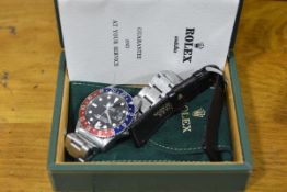 A Rolex gentleman's stainless steel Oyster Perpetual Date GMT Master Chronometer Bracelet