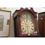 A mid-19th century Scottish mahogany cased longcase clock, the painted dial with two subsidiary