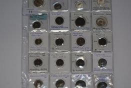 A page of twenty 3rd century Roman coins, mostly Antoninianus silver and base silver, one or two