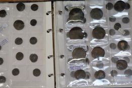 An album containing approximately one hundred and forty Ancient and Roman coins, all in fairly