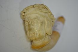 A 19th century Meerschaum pipe carved as a bust of Dante (lacking mouthpiece)