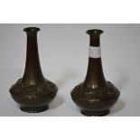 J.P. Kayser & Sohn, a pair of vases with bronzed finish, c. 1900, each with long tapering neck and