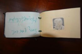 An autograph album, mostly actors c. 1940's/50's including Margaret Rutherford, Tommy Steele,