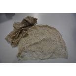A Maltese lace scarf, probably late 19th century, together with a lace cosy cover, c. 1900. (2)