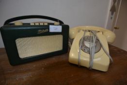 A vintage Roberts radio; together with an ivory rotary dial telephone (2)