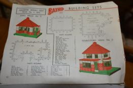 A box of vintage Bayko model building elements