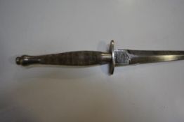 A Fairbank Sykes commando knife with Wilkinson's blade, nickel handle