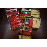 A group of Dinky boxed model vehicles: 6 Double Deck Bus 29C; 2 Daimler Ambulance 30H together
