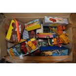 A collection of vintage diecast model vehicles, primarily Dinky including 20-ton lorry mounted crane