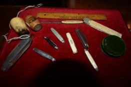 A group of advertising wares including an ivorine handled rule/letter opener "Evening Times" (