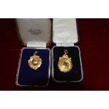 Two 9ct gold sporting medals, unengraved, each in a fitted case, one for W.J. Blair, High St.