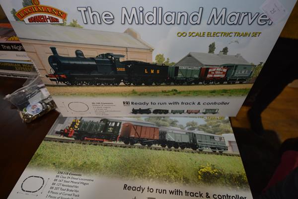 Two Bachmann model rail boxed sets, The Midland Marvel OO gauge and The Depot Master Graham Farish N