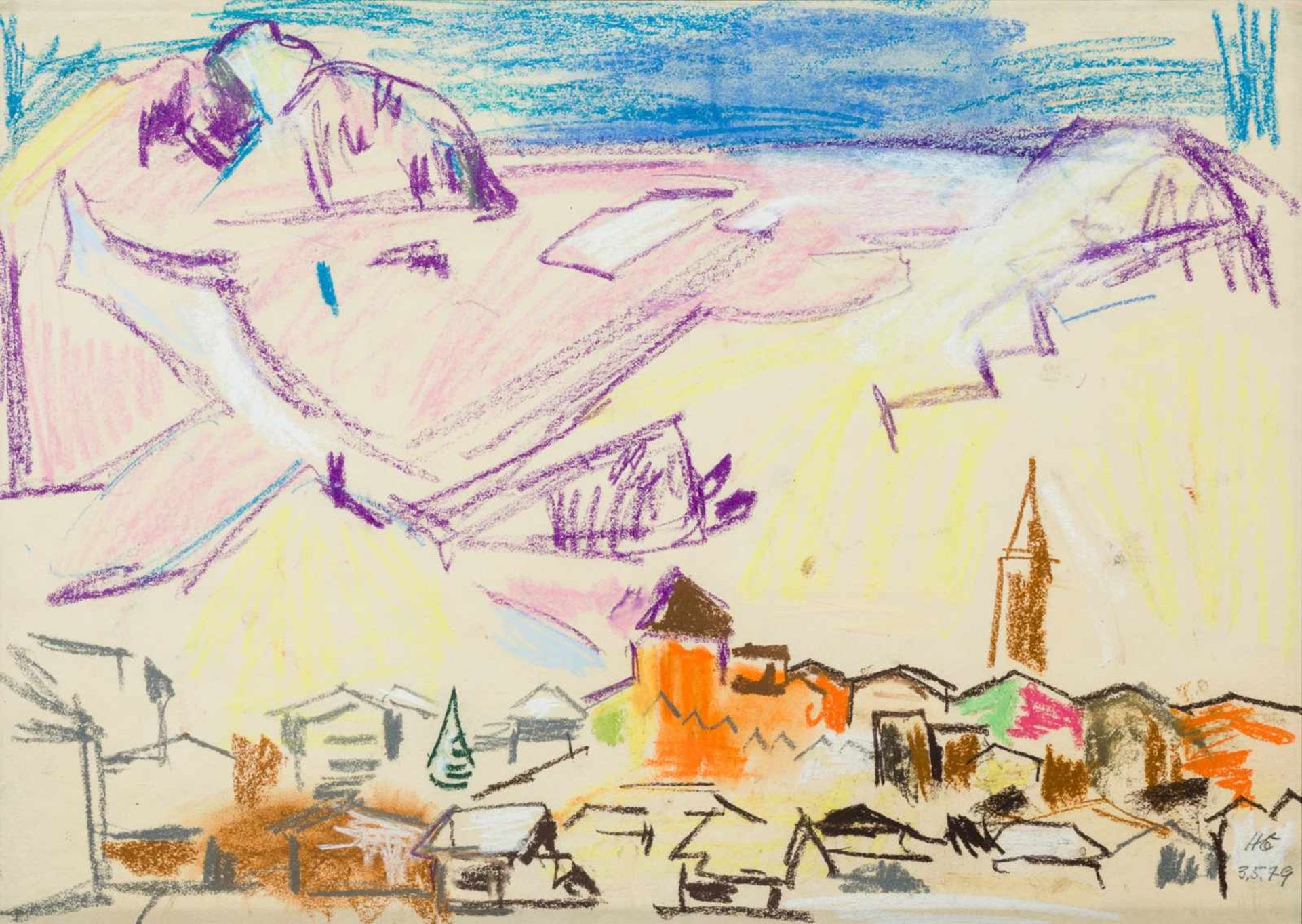 Hilde Goldschmidt Leipzig 1897 - 1980 in Kitzbühel Kitzbühel Wachskreide auf Papier 44 x 62 cm (