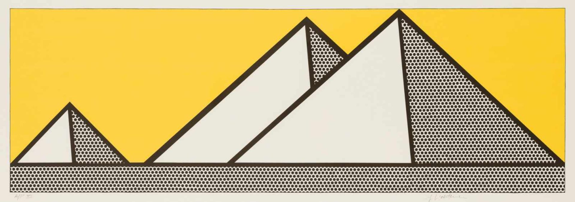 Roy Lichtenstein Manhattan 1923 - 1997 Manhattan Pyramides Siebdruck auf Papier 41,5 x 98,5 cm
