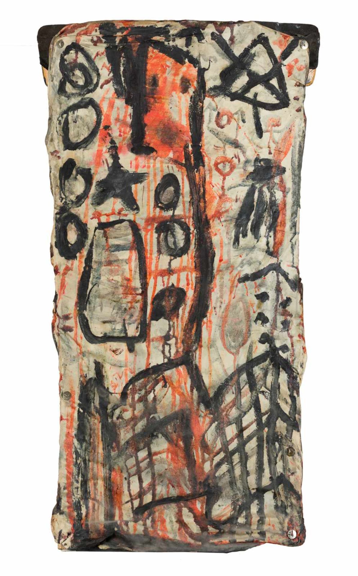 Gunter Damisch * Steyr 1958 - 2016 Wien Ohne Titel Öl auf Leinwand auf Sesselrücklehne 81 x 38 cm