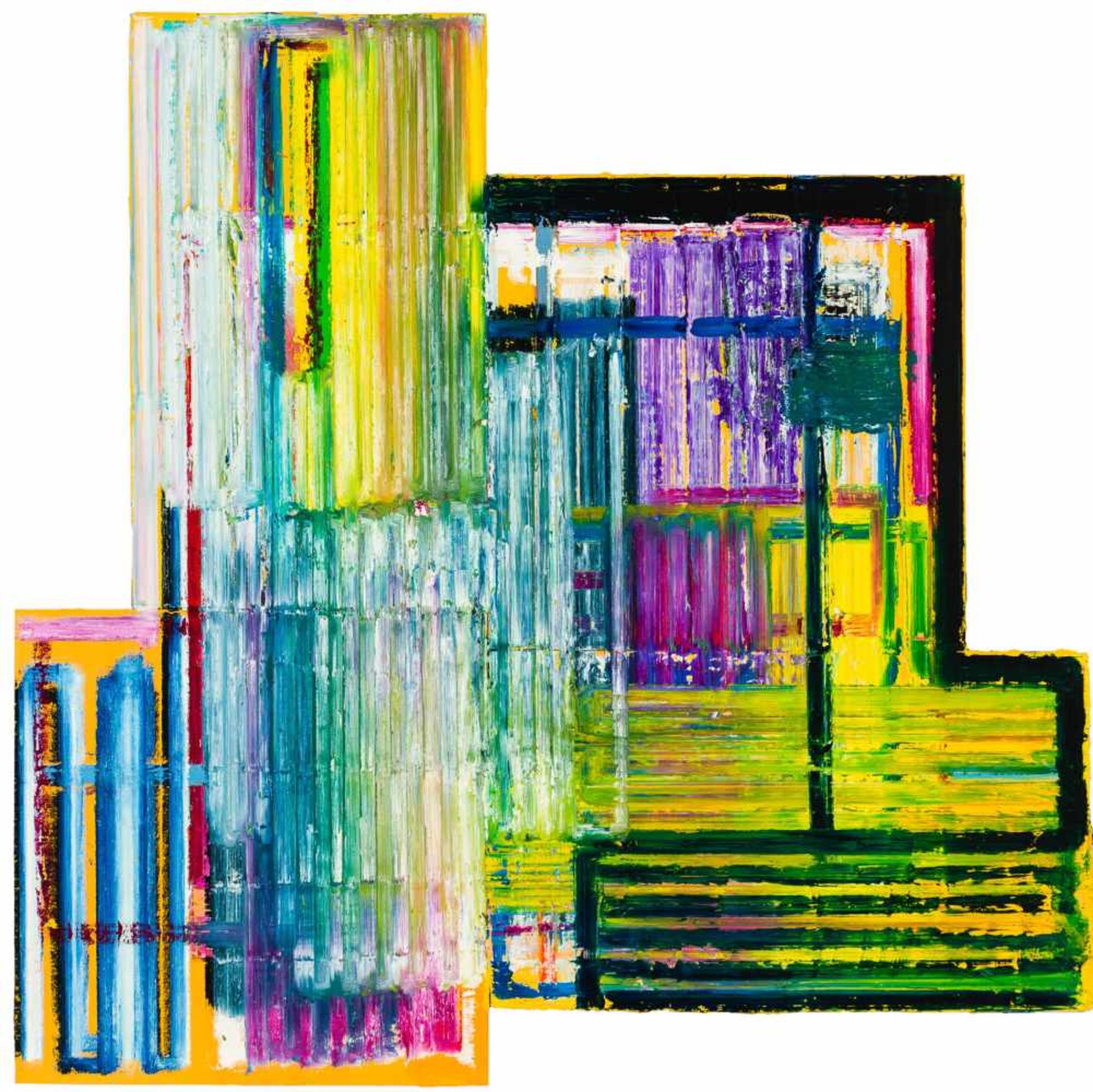 Thomas Baumann Altenmarkt 1967 geb. Ohne Titel (Diptychon) Digitaldruck auf Aluminium und Öl auf - Bild 2 aus 2