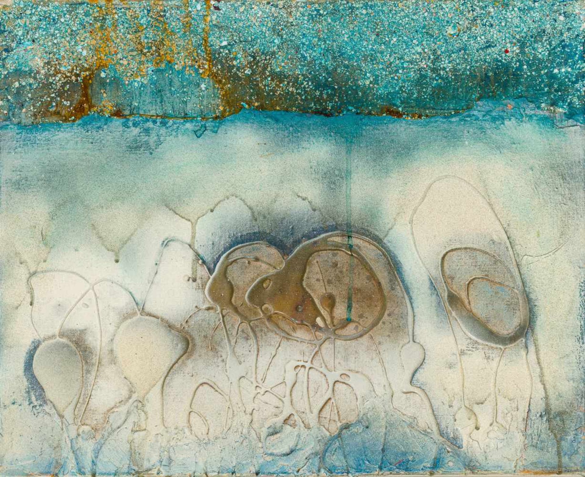 Brigitte Kowanz Wien 1957 geb. Ohne Titel Acryl und Sand auf Leinwand 40 x 50 cm 1980er Jahre