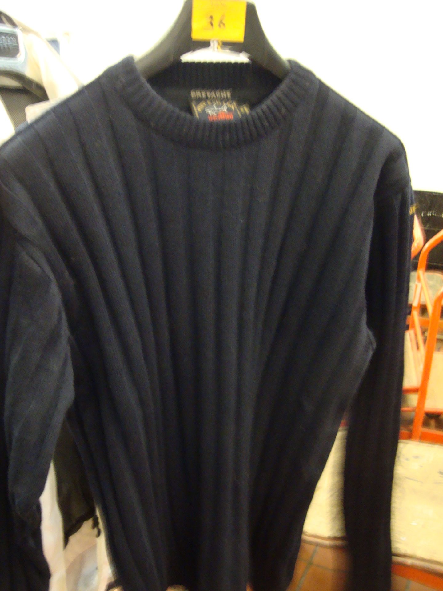 Paul & Shark 100% Pure New Wool Bretagne crew neck jumper with Paul & Shark stitched fabric and