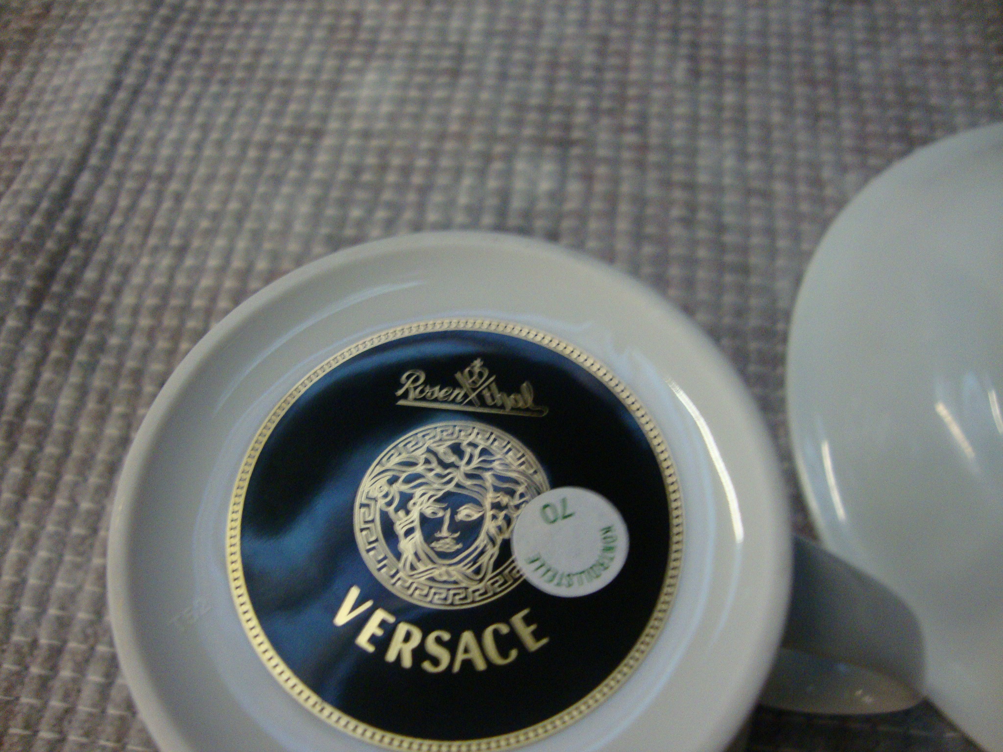 Versace by Rosenthal green and gold teacup and saucer, with primarily gold design Medusa head in the - Image 3 of 7