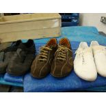 3 pairs of men's trainers, one by Russell & Bromley in chocolate brown suede being size 46 and the