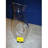 Glass carafe/decanter with unusual hole design forming an in-built handle - height circa 315mm