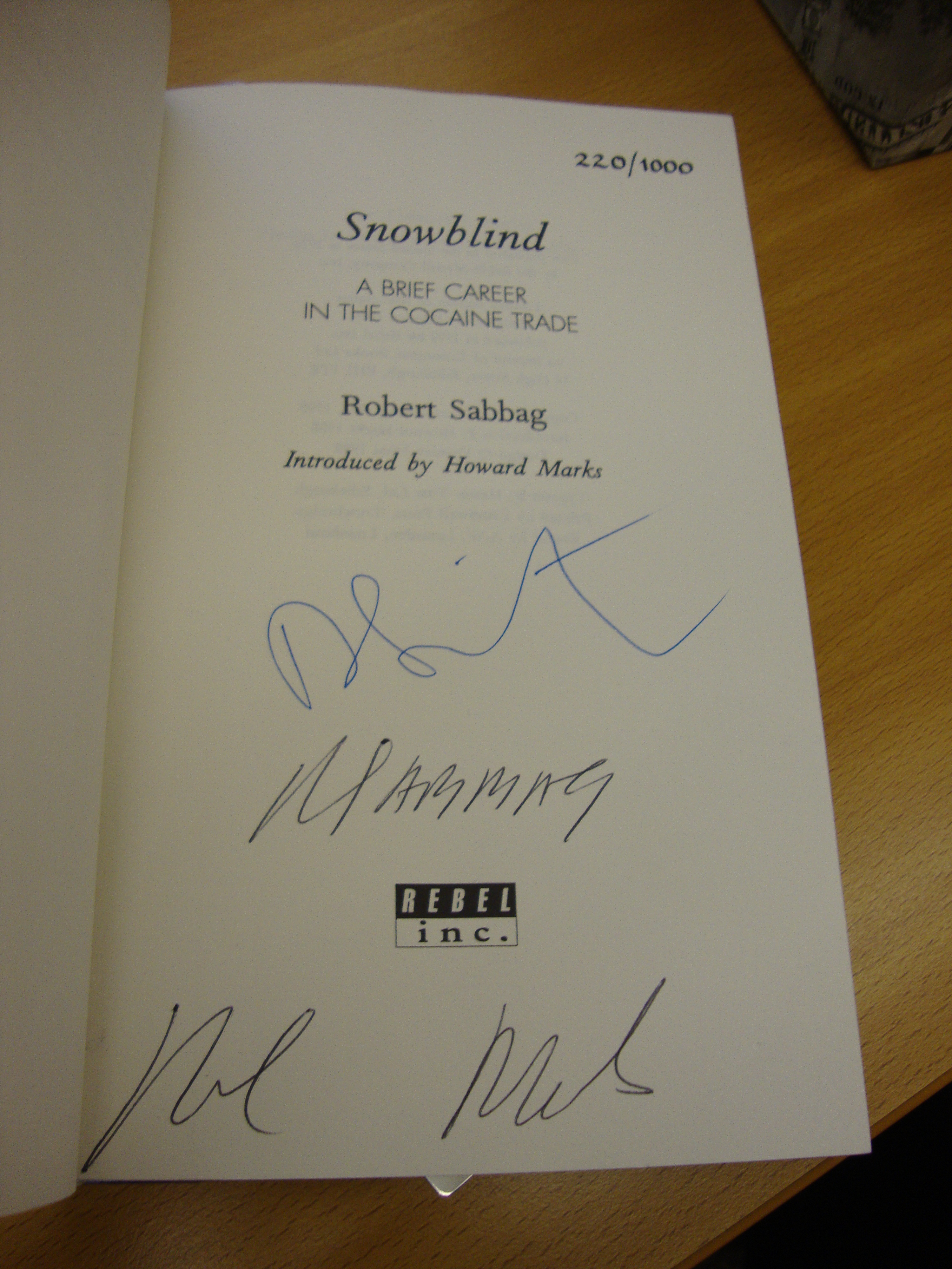 Snowblind signed 1st edition limited edition book by Damien Hirst & Robert Sabbag. The story of