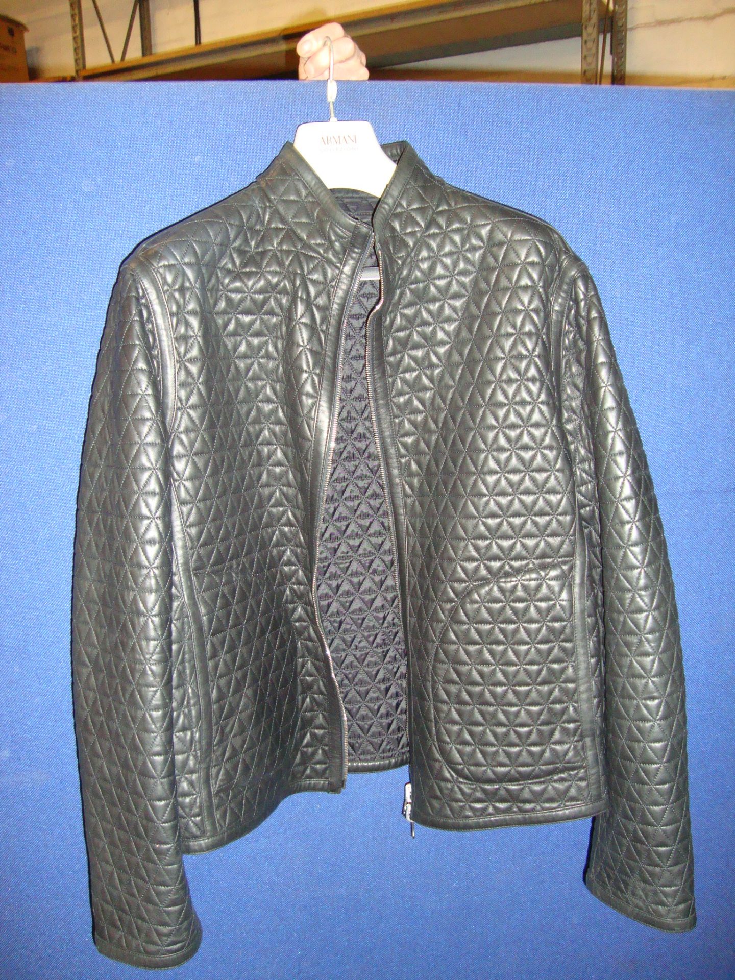 Giorgio Armani Collezioni men's black leather reversible bomber jacket, - Image 2 of 5