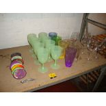 Mixed glassware/miscellaneous bar related lot comprising 1 off corkscrew, 12 off drinks coasters