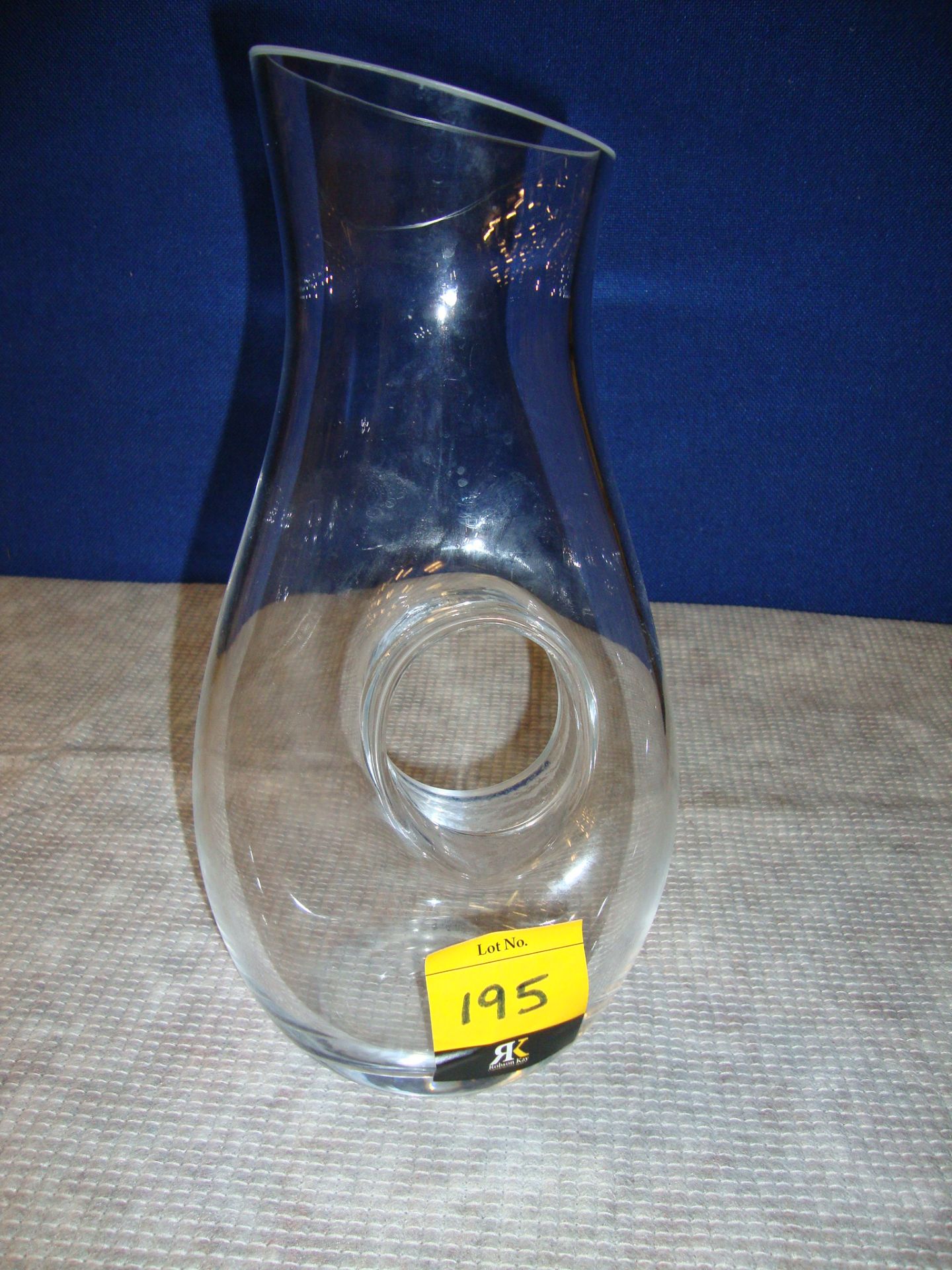 Glass carafe/decanter with unusual hole design forming an in-built handle - height circa 315mm - Image 2 of 2