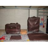 Bill Amberg chocolate brown Modern Traveller soft leather 4-piece luggage set. Large cabin/trolley