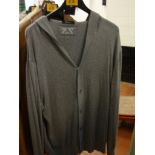 Zegna Sport button-up hooded top in cashmere/cotton mix, size XXXL, colour pale grey, originally