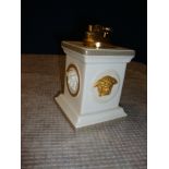 Versace by Rosenthal Gorgona table lighter, in white with gold detailing, with a removable lighter