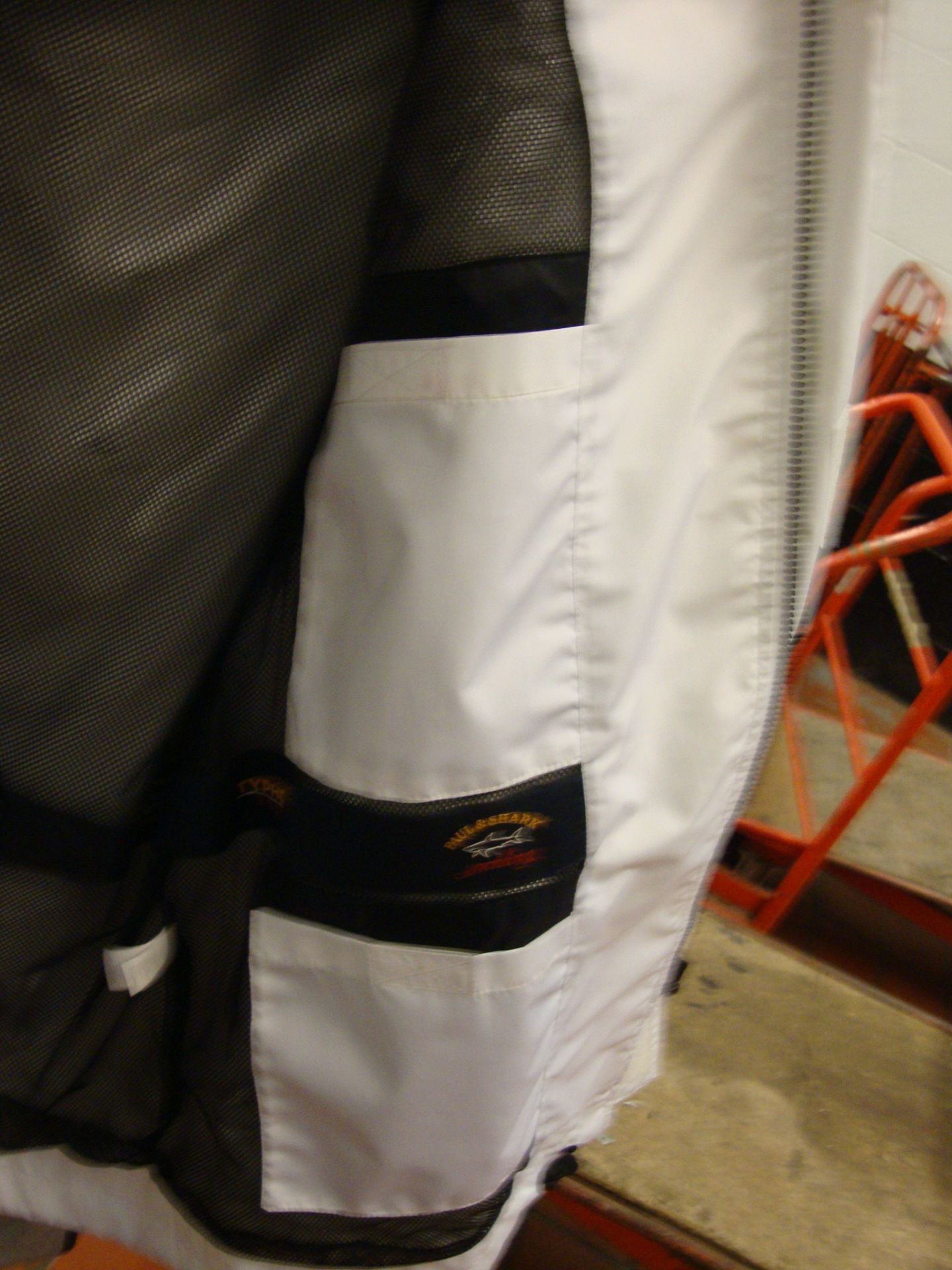 Paul & Shark Typhoon 2000 white storm jacket with mesh lining and multiple pockets. Hood zips into - Image 2 of 5