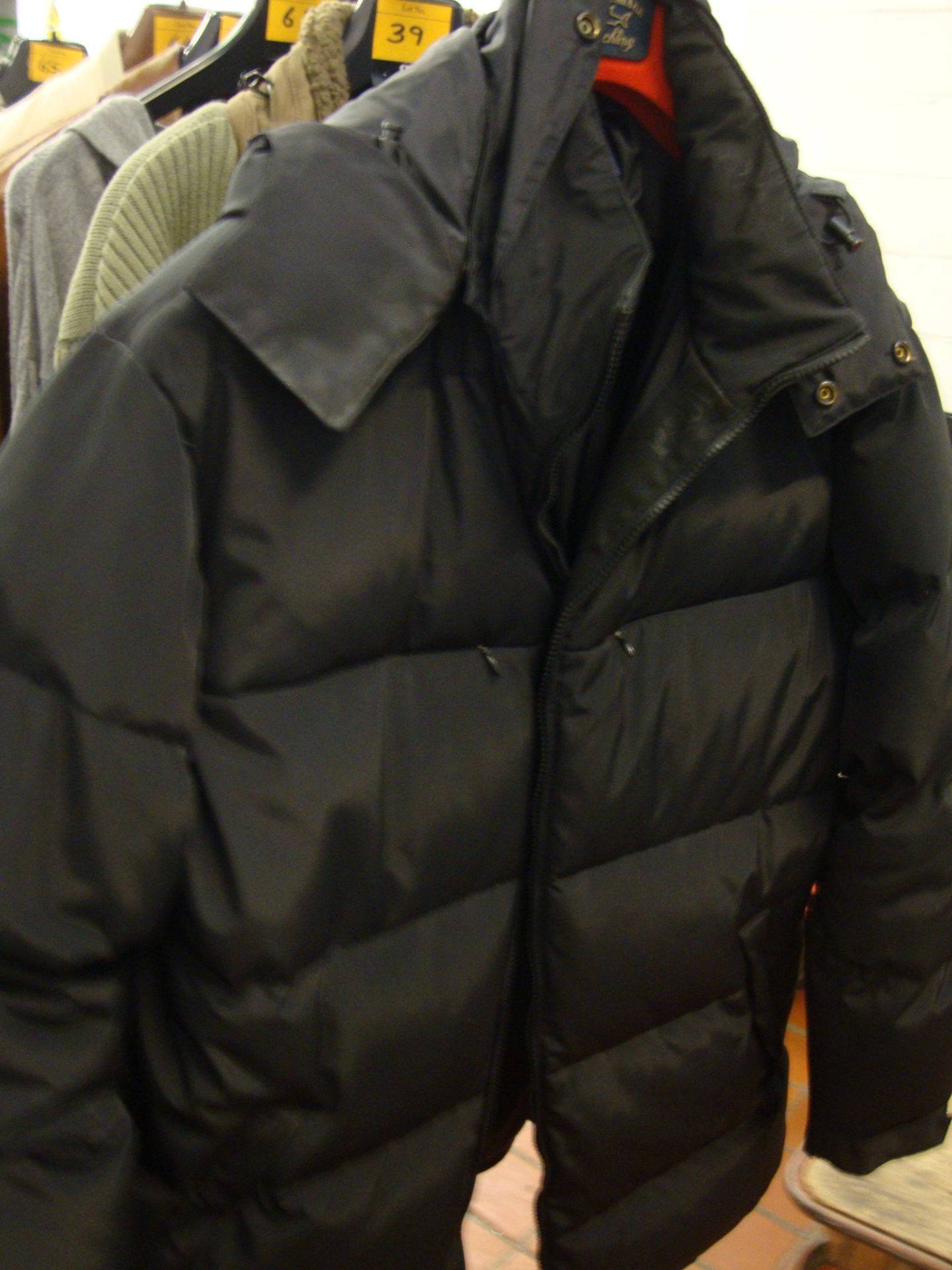 Paul & Shark yachting black "puffer" jacket with detachable hood that can fit inside the collar.